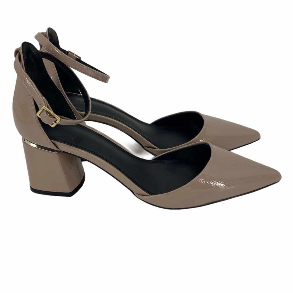 ASOS Block Heel Nude Patent Leather Shoes